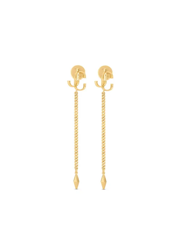 【Jimmy Choo】ダイヤモンドピアス DIAMOND CHAIN EARRING｜パヴェクリスタル付きシルバー仕上げ