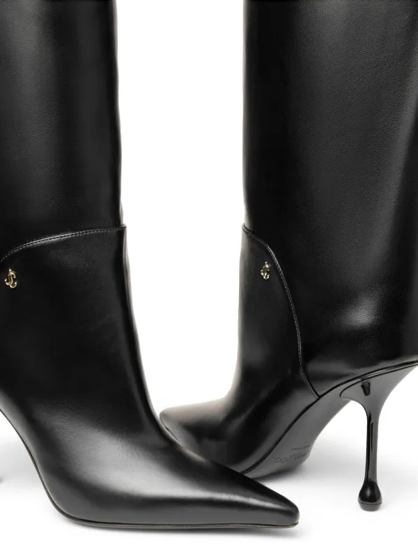 【Jimmy Choo】Cycas KB 95mm レザーハイブーツ Jimmy Choo Cycas 95mm knee-high Leather Boots | Black