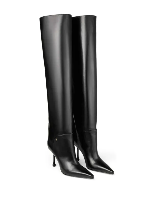 Jimmy choo black leather boots best sale