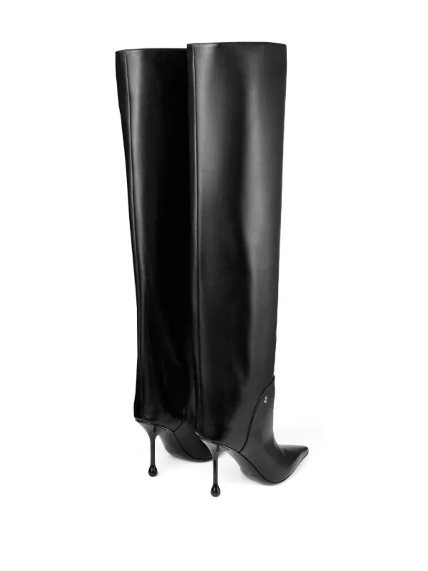 【Jimmy Choo】Cycas KB 95mm レザーハイブーツ Jimmy Choo Cycas 95mm knee-high Leather Boots | Black