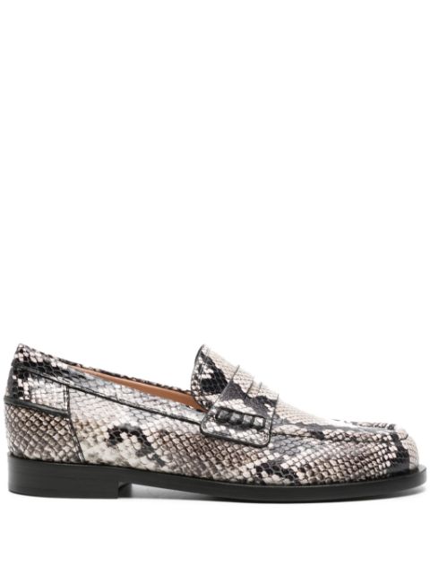 Gianvito Rossi Borneo snake-effect leather loafers Women