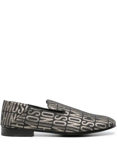 Moschino jacquard-logo almond-toe loafers