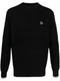 Fred Perry waffle-knit logo-embroidered jumper - Black