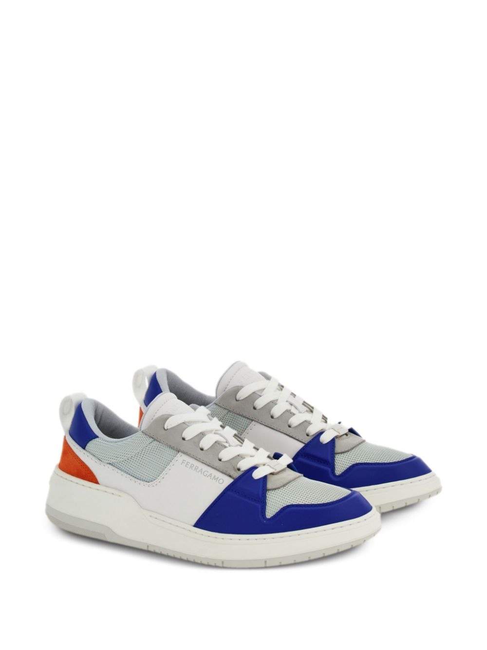 Shop Ferragamo Panelled Low-top Sneakers In Grey