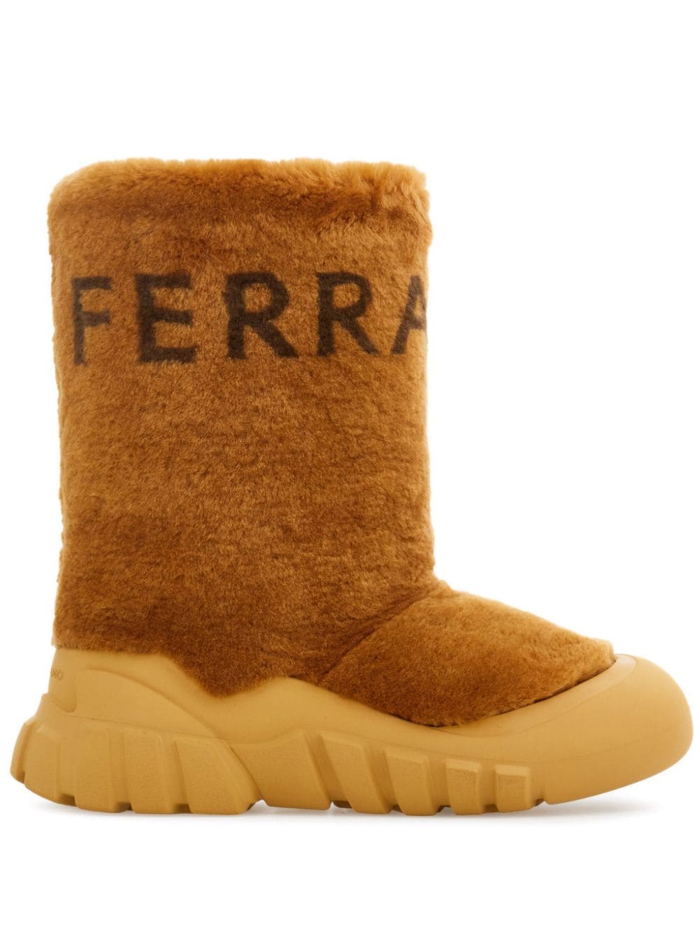 Shop Ferragamo Logo-print Shearling Boots In Neutrals