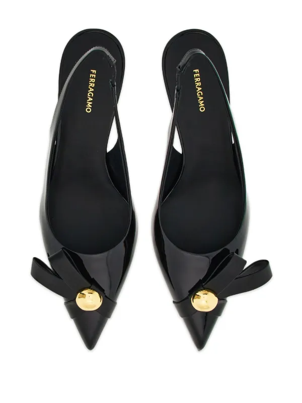 Ferragamo 55mm bow-detail Patent Leather Pumps | Black | FARFETCH
