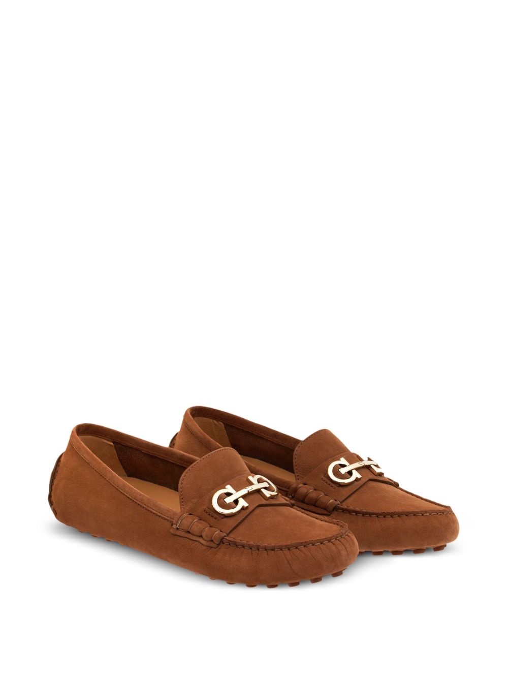 Ferragamo Driver Gancini-plaque loafers - Brown