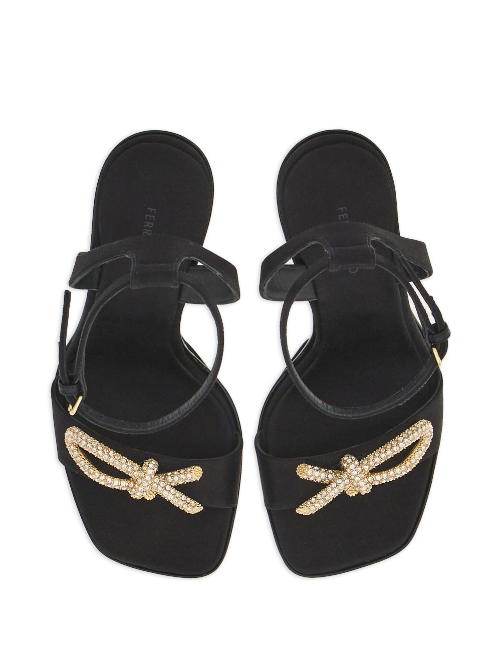 Shop Ferragamo 125mm Asymmetric-bow Sandals In Black