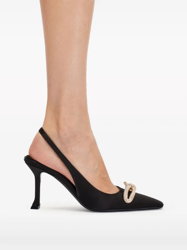 Ferragamo asymmetric bow 85mm Slingback Pumps Black FARFETCH HK