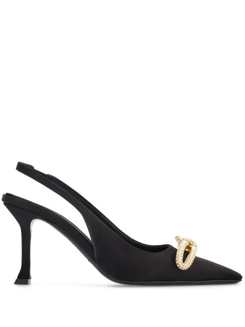 Ferragamo asymmetric-bow 85mm slingback pumps