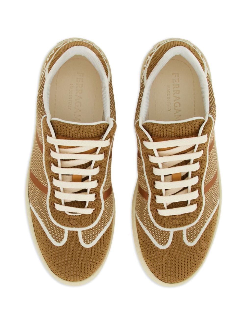 Shop Ferragamo Logo-embroidered Low-top Sneakers In Neutrals