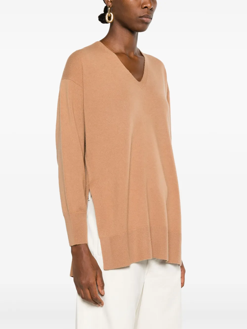 Allude Trui met V-hals Bruin
