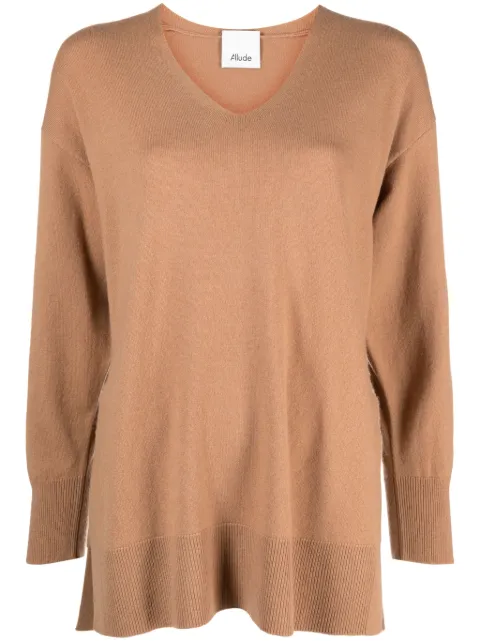 Allude V-neck long-sleeve jumper