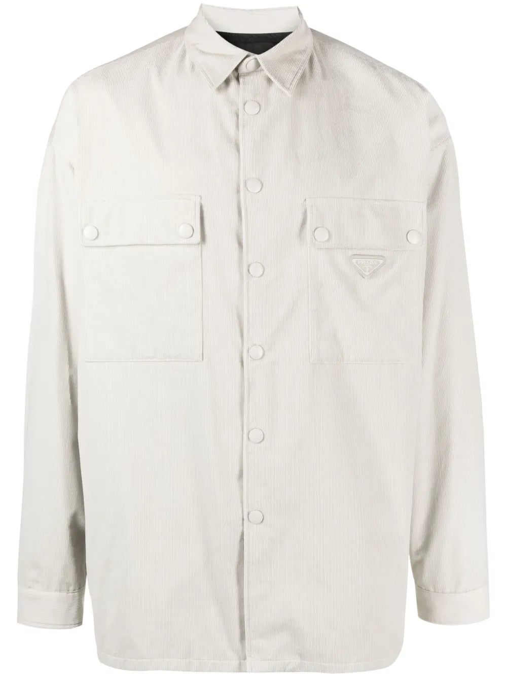 Prada triangle-logo pinwale-corduroy shirt Beige