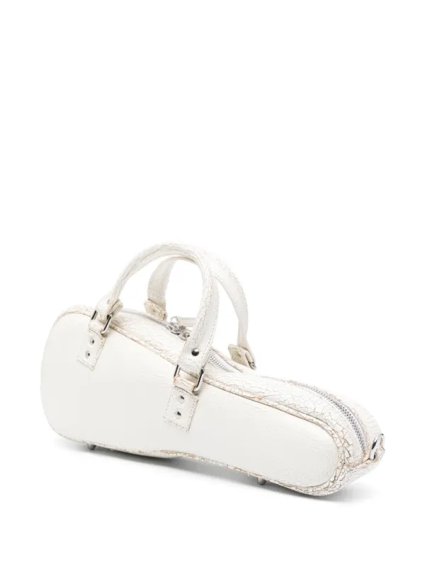 Vaquera Violin Distressed Leather Tote Bag | White | FARFETCH