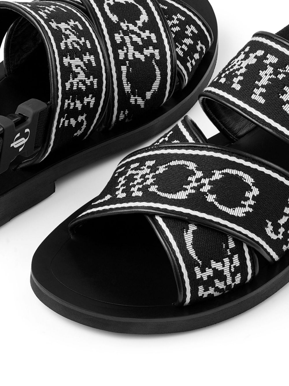 Shop Jimmy Choo Jude Intarsia-knit Sandals In Black