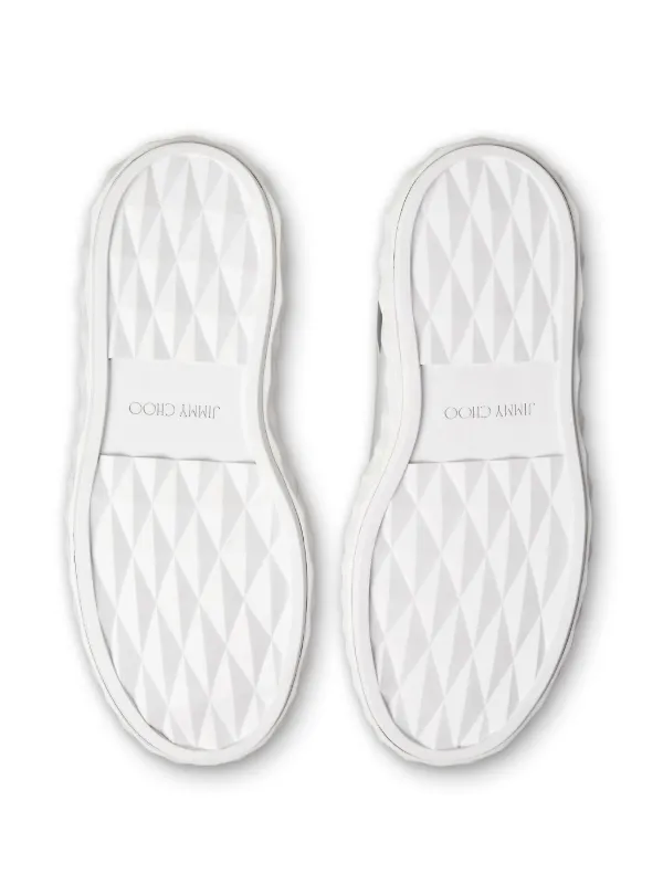 JIMMY CHOO☆ ダイヤモンド マキシ ツー F II X White/Silver Diamond Maxi/F Ii | White and Silver Nappa Leather Trainers