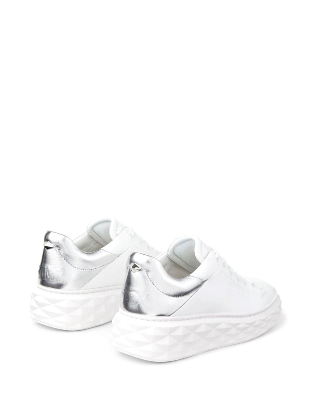 Shop Jimmy Choo Diamond Maxi/f Ii Leather Sneakers In Weiss