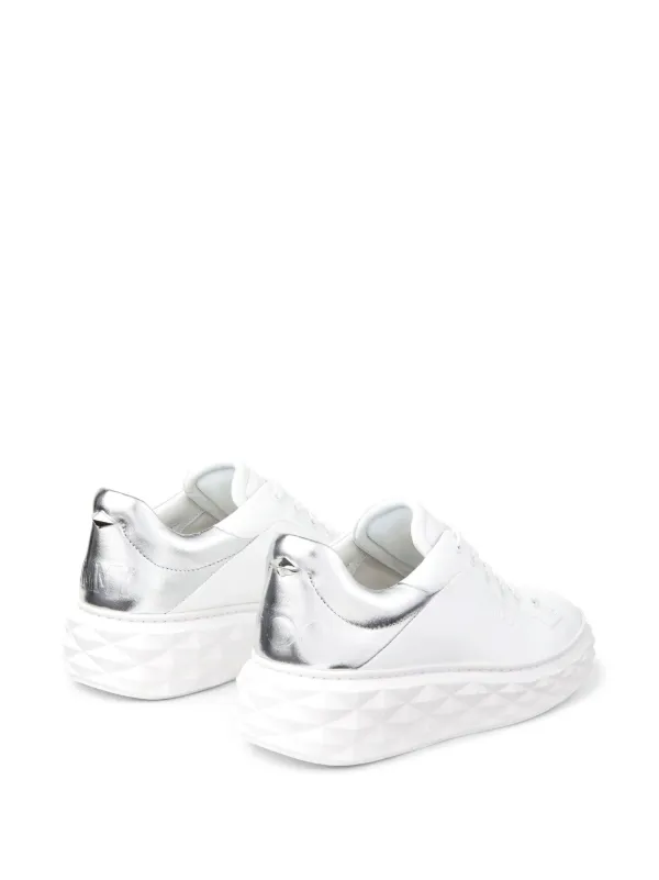 Jimmy Choo Diamond Maxi/F II Leather Sneakers | White | FARFETCH