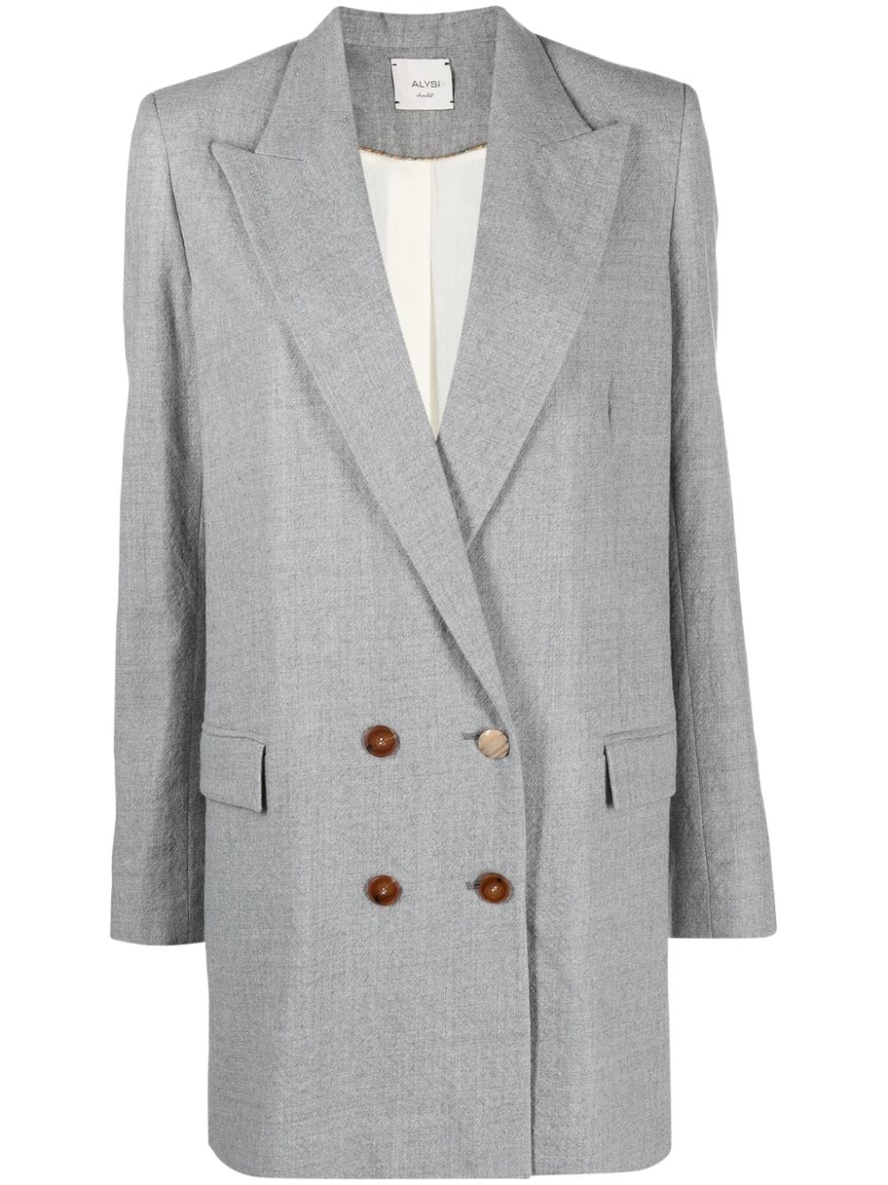 Alysi Double-breasted Virgin Wool Coat In Grey