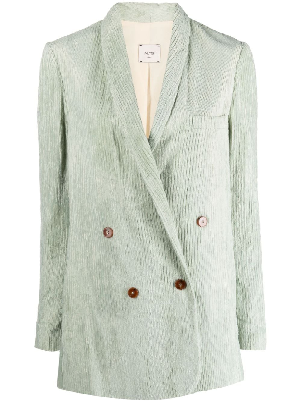 Alysi Double-breasted Ribbed Blazer In Green