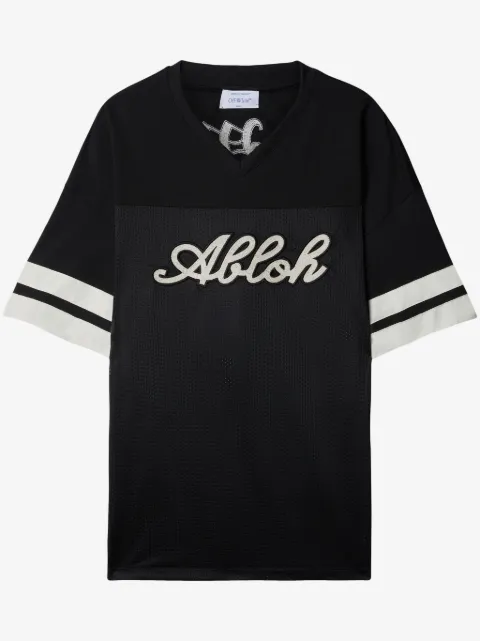 Off-White logo-embroidered V-neck T-shirt