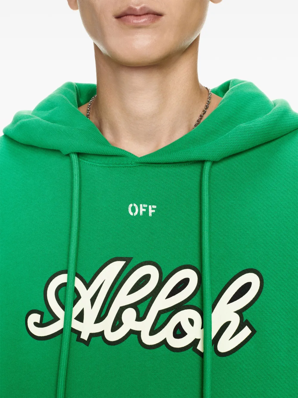 Off-White Hoodie met print Groen