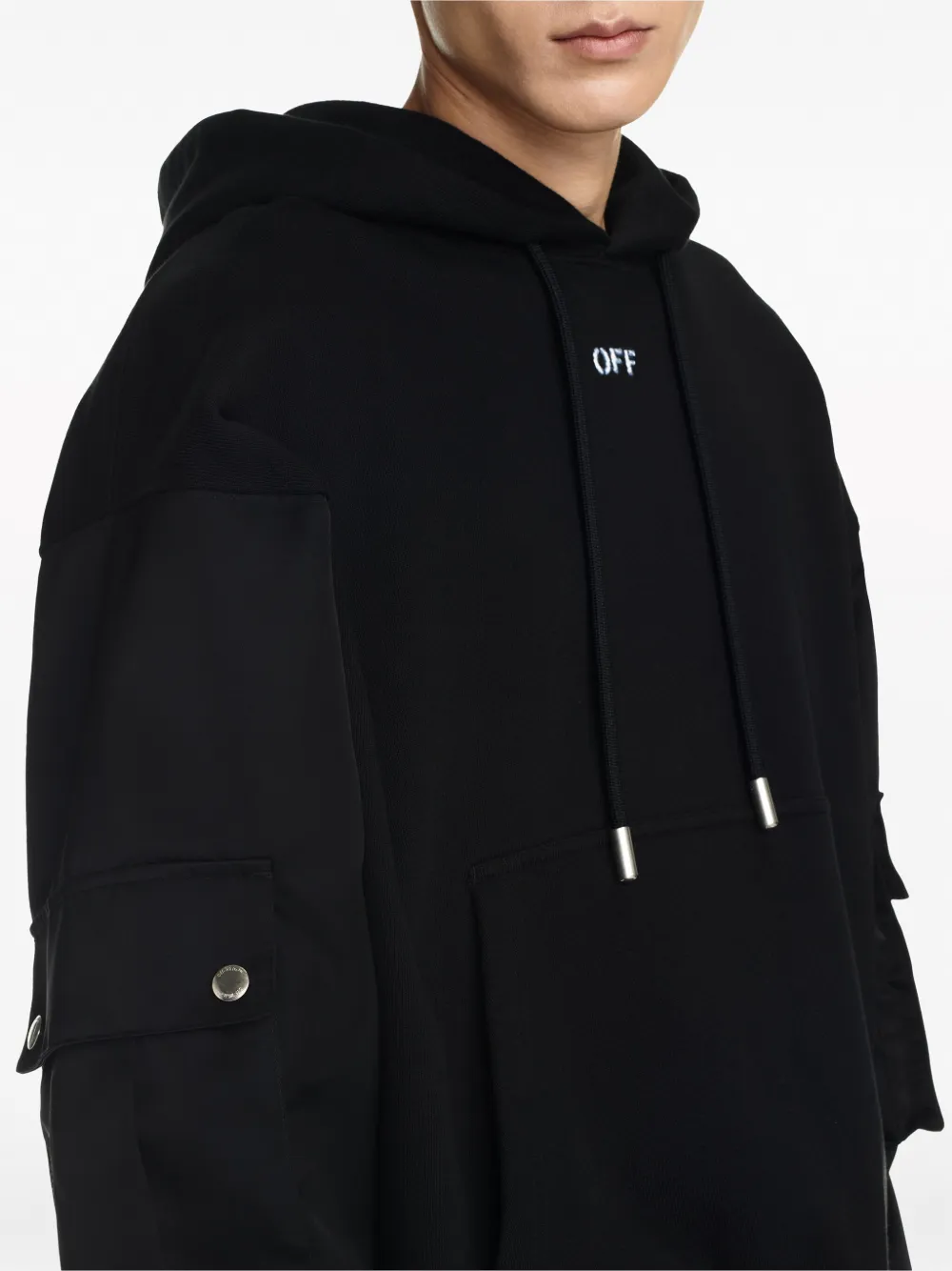 Shop Off-white Logo-print Cotton Hoodie In Black