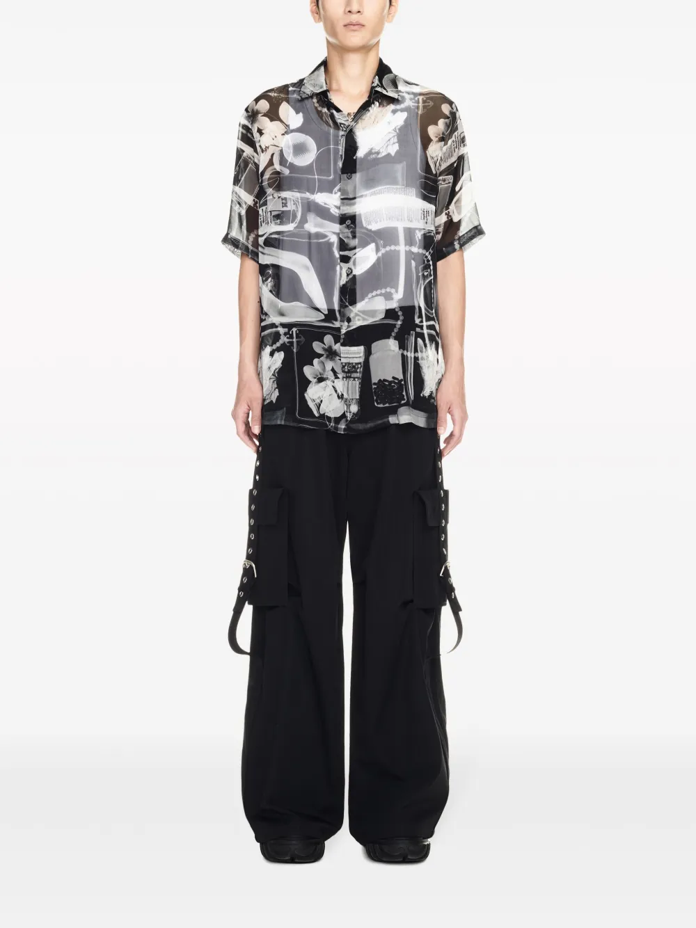 Shop Off-white X-ray Print Silk Shirt In Black