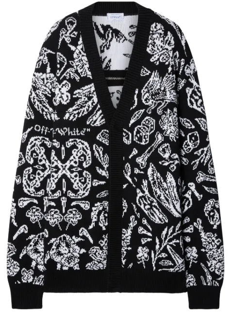 Off-White patterned intarsia-knit cotton-blend cardigan 