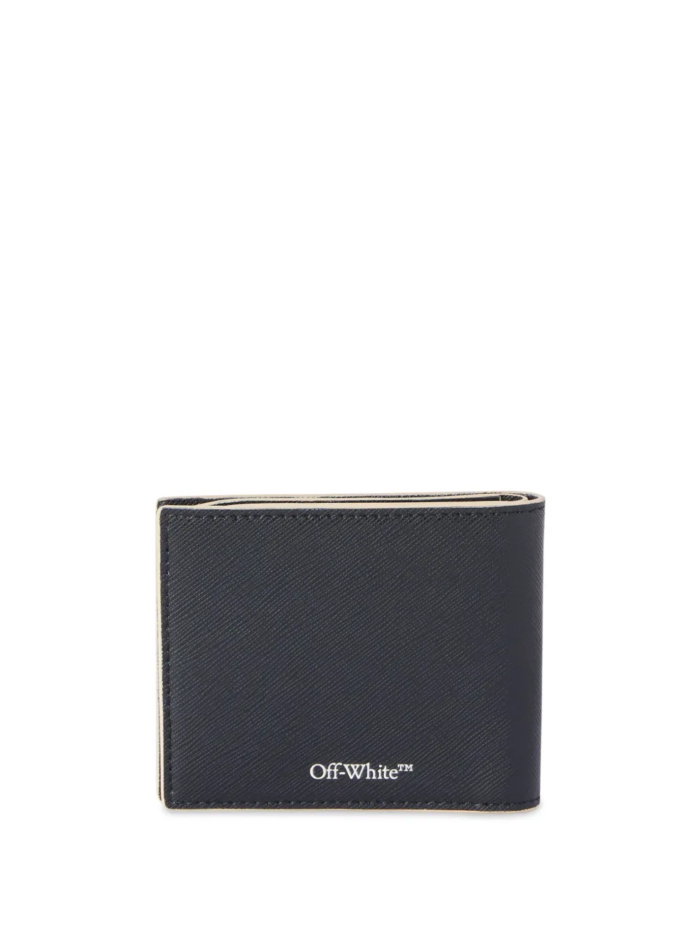 Off White logo print Leather bi fold Wallet Black FARFETCH