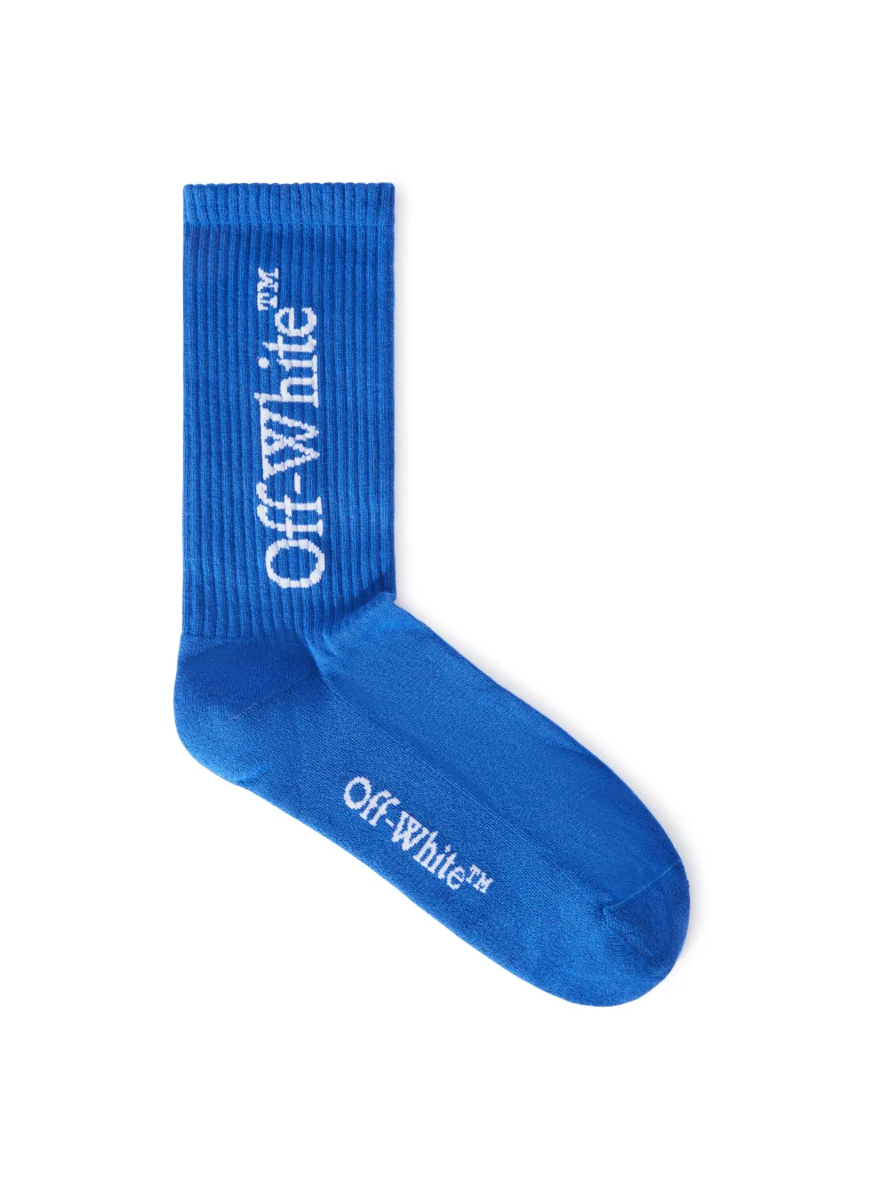 Off-white Big Logo Bookish Mid Calf Socks In Blue