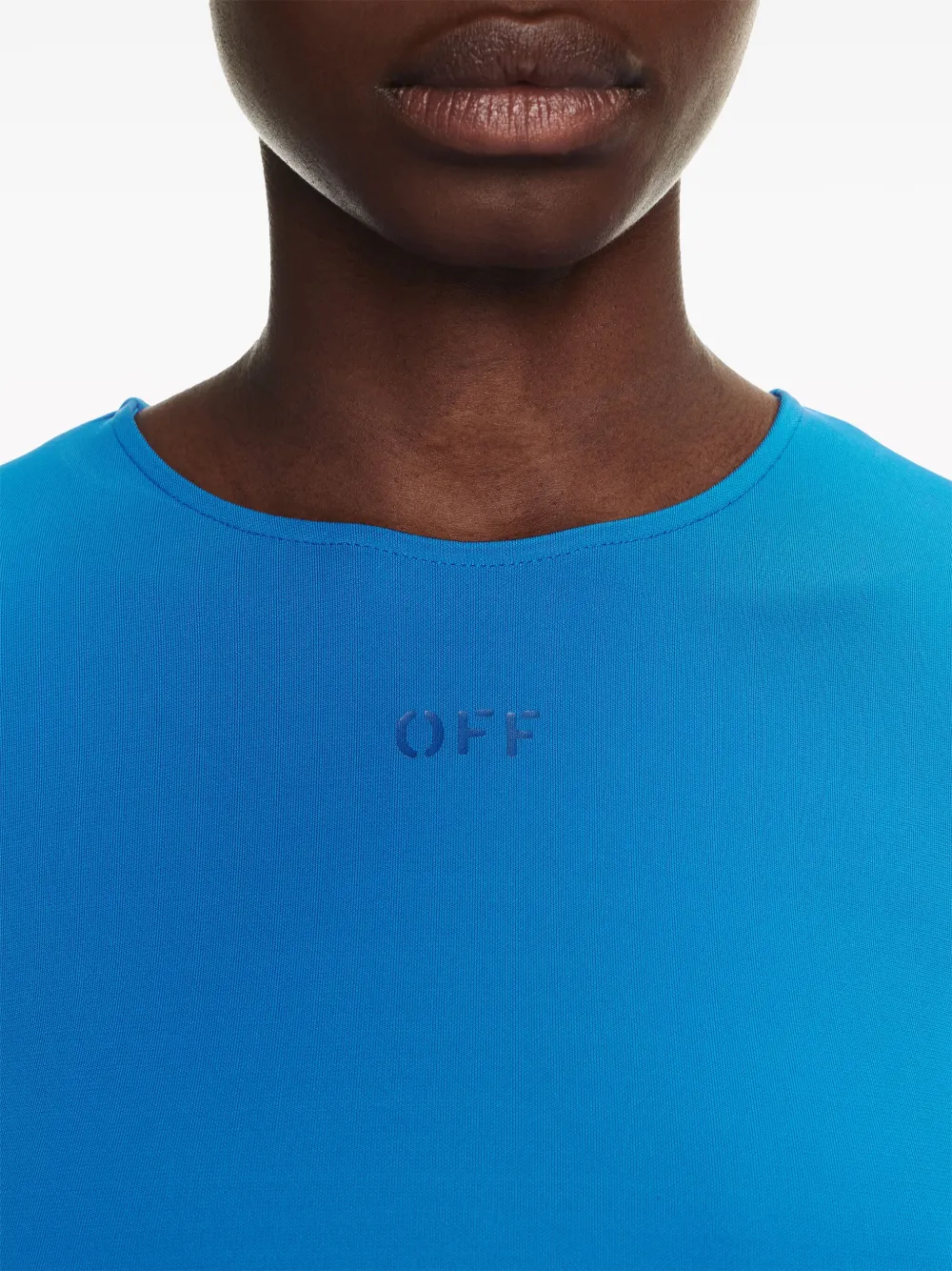 Shop Off-white Logo-print Draped Top In Blue