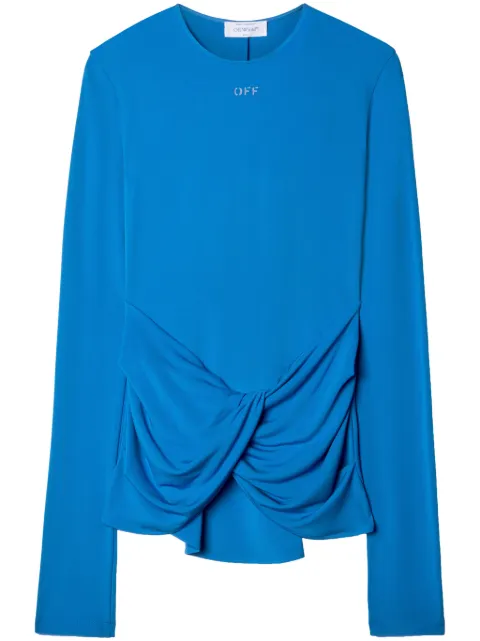 Off-White توب بطبعة شعار الماركة وزينة ثنيات