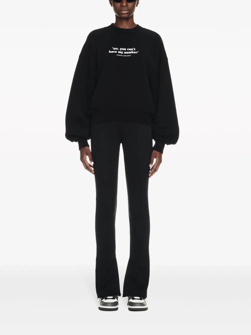 Shop Off-white Quote-print Cotton Sweatshirt In Schwarz