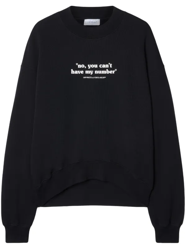 Off White quote print Cotton Sweatshirt Black FARFETCH AO