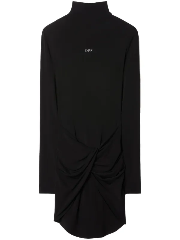 Off-White Twist-detail Long-sleeve Minidress in Black