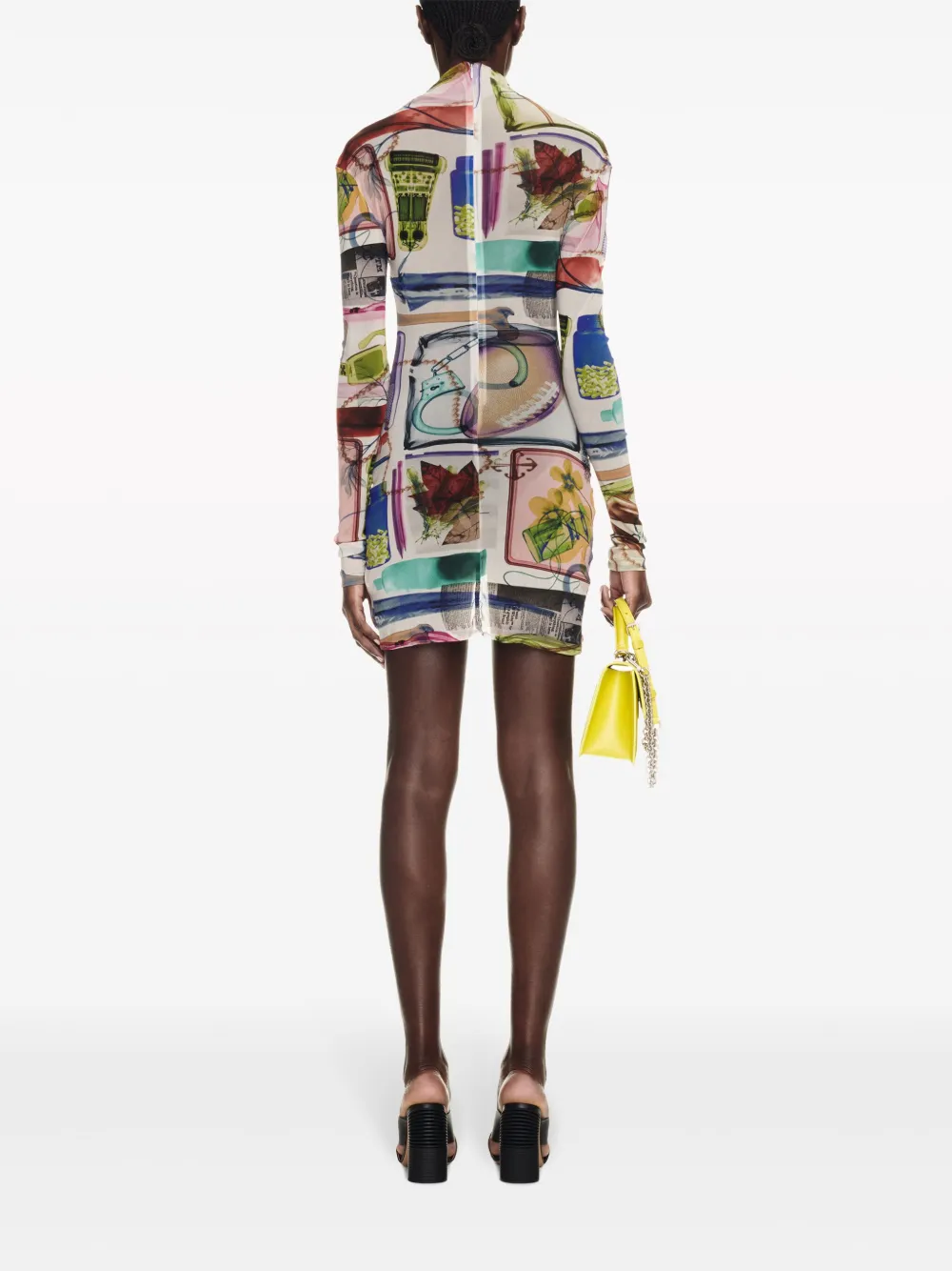 Off-White Mini-jurk met strikdetail en print Beige
