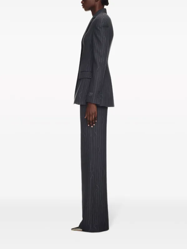 Off-White pinstripe-pattern Virgin wool-blend Blazer | Grey