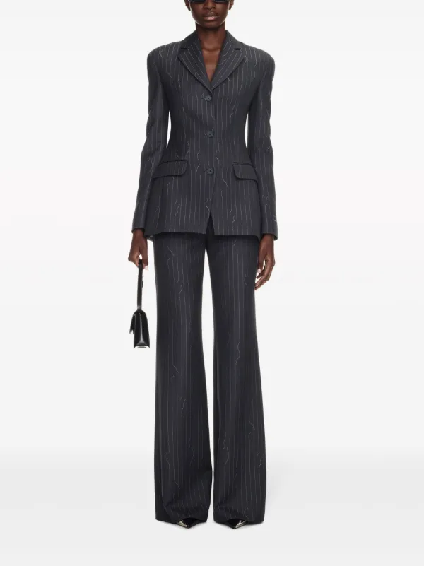 Off-White pinstripe-pattern Virgin wool-blend Blazer | Grey