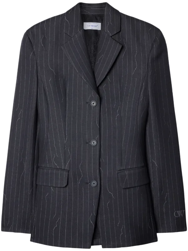 Off White pinstripe pattern Virgin wool blend Blazer Farfetch