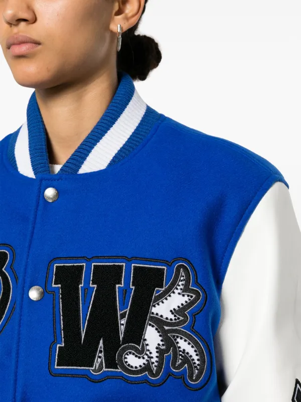 Off-White Royal logo-appliqué Varsity Jacket | Blue