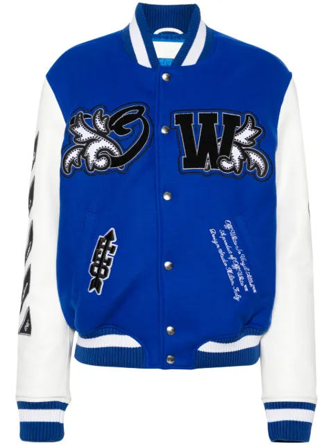 Off-White Royal logo-appliqué varsity jacket