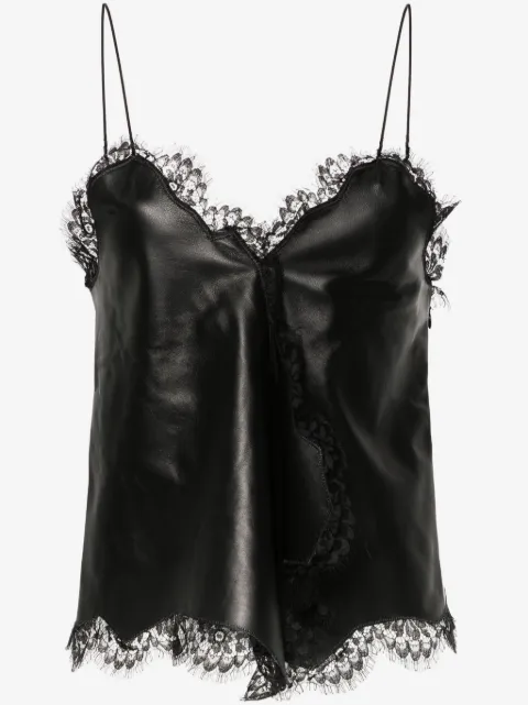 Off-White lace-trim leather top