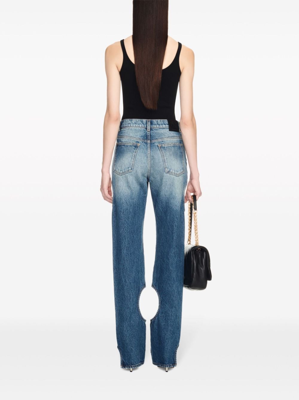 Shop Off-white Meteor Cut-out Straight-leg Jeans In Blau