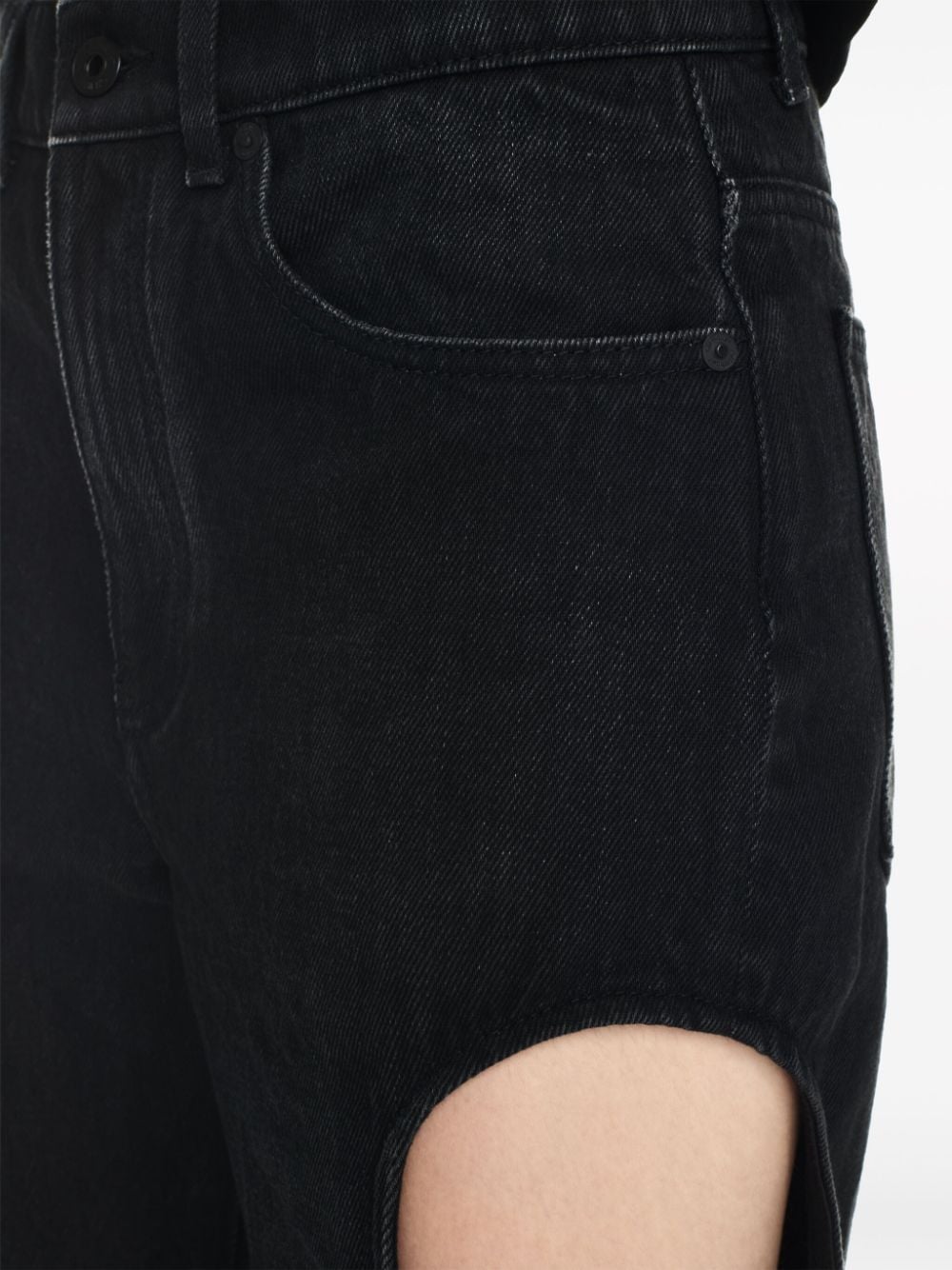 Shop Off-white Meteor Cut-out Straight-leg Jeans In Black