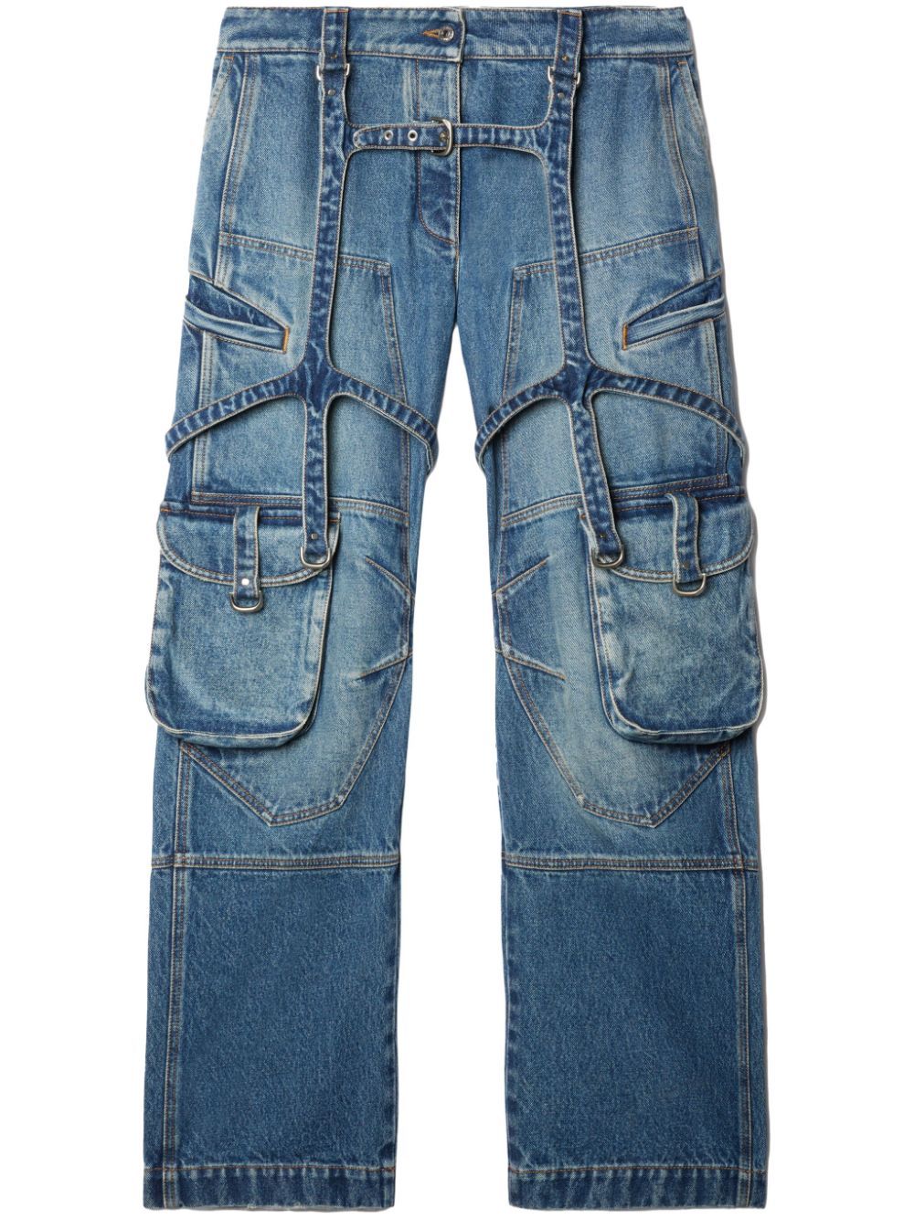Shop Off-white Harness-detail Cargo Jeans In Blue