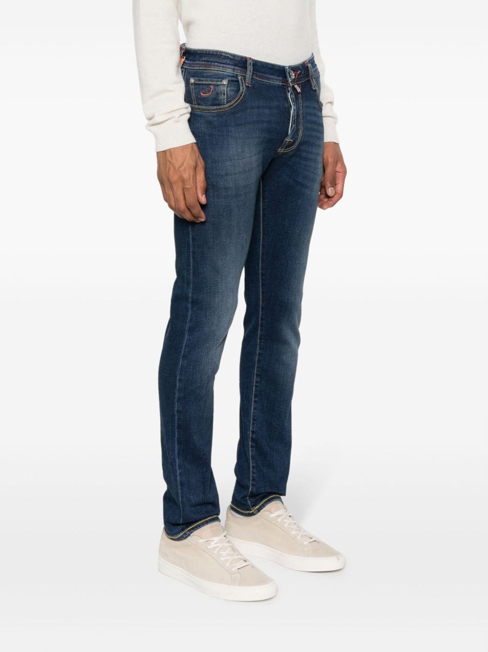 Shop Jacob Cohen Skinny-leg Logo-patch Jeans In Blue