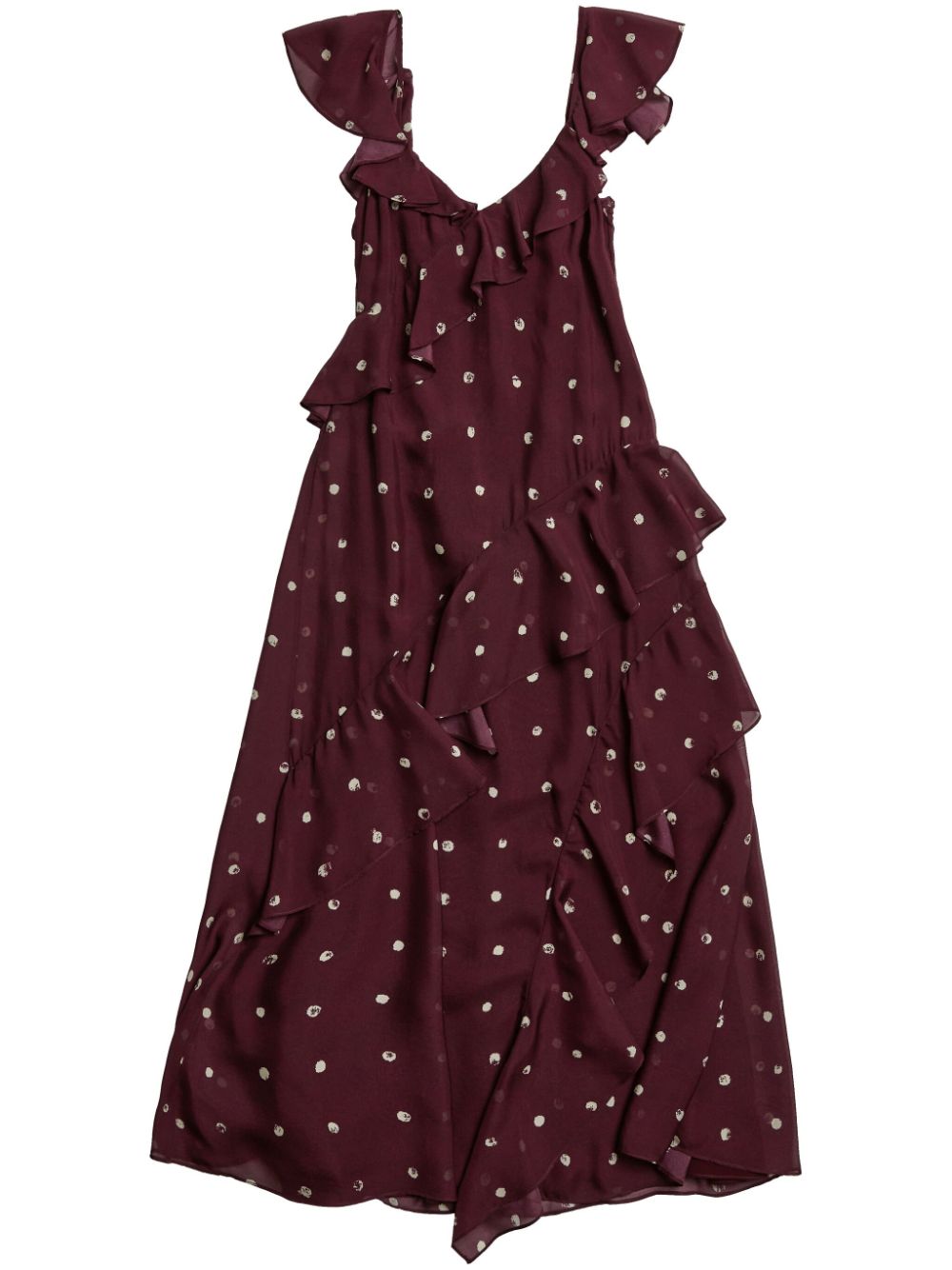 Shop Jason Wu Polka Dot-print Silk Midi Dress In Red