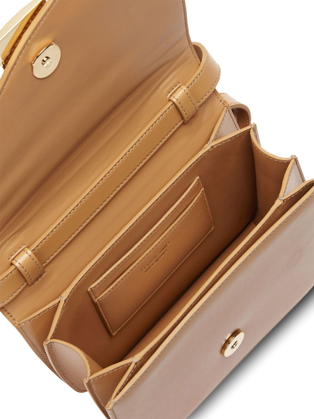 Shop Ferragamo Small Asymmetric Leather Shoulder Bag In Neutrals